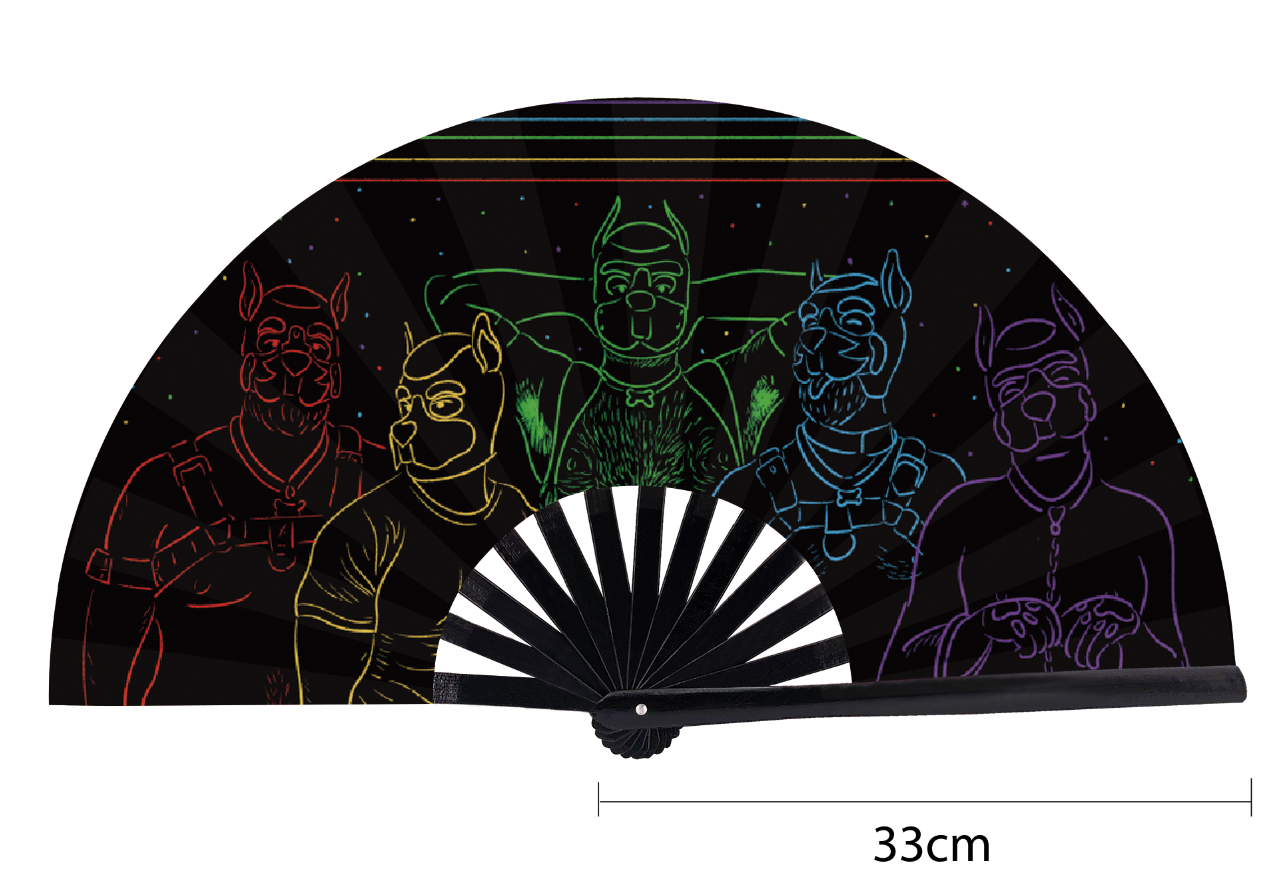 Neon Puppies Hand Fan
