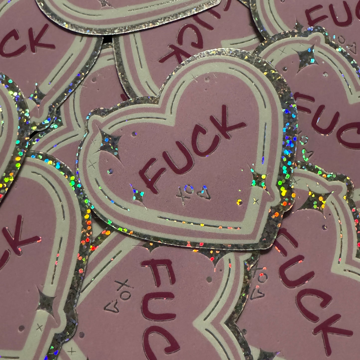 Fuck Heart Sticker (Glitter)