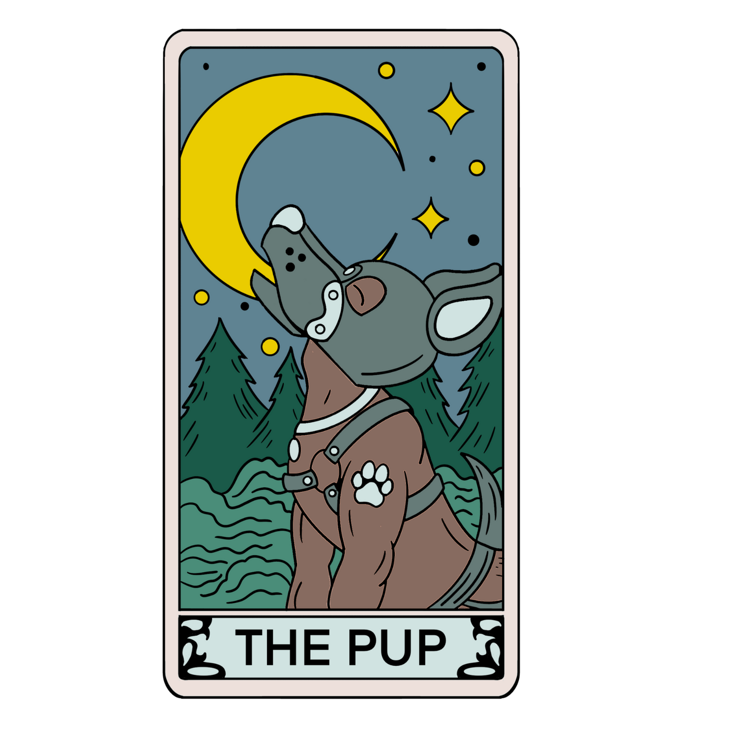 “The Pup” Tarot Card (NIght Tone) Sticker (Holographic)