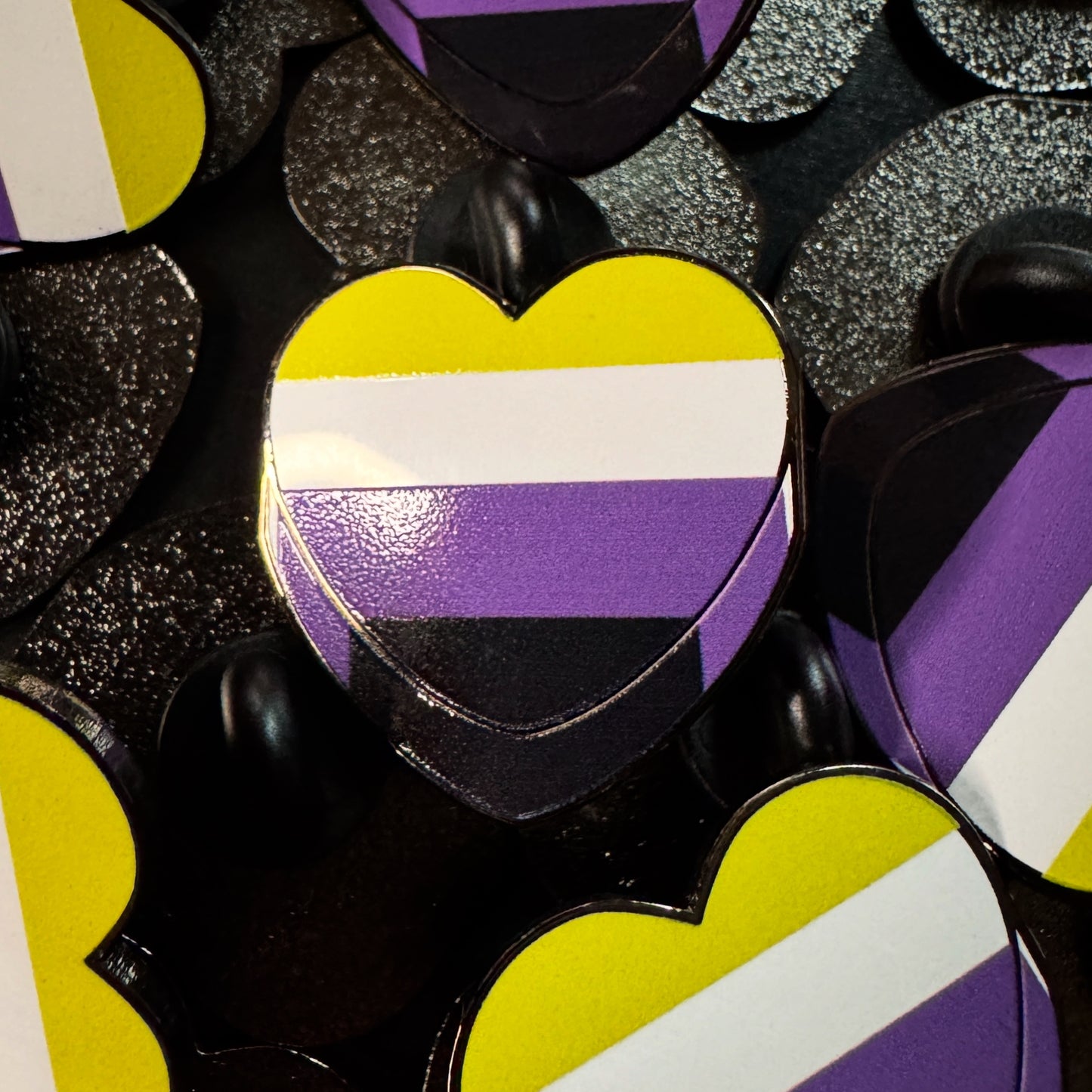 Nonbinary Pride Candy Heart Hard Enamel Pin