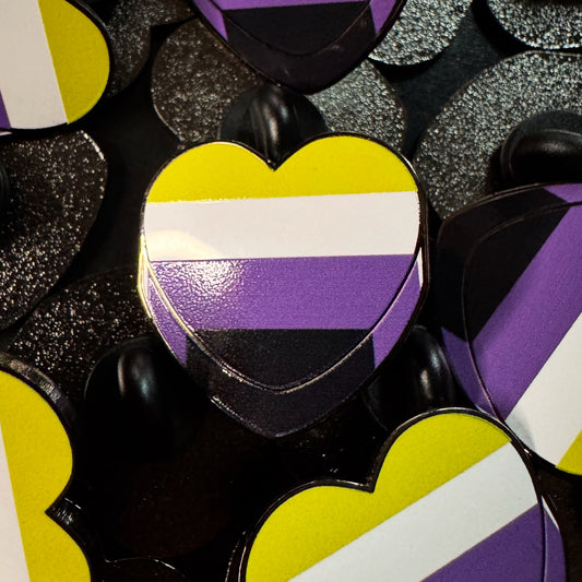 Nonbinary Pride Candy Heart Hard Enamel Pin