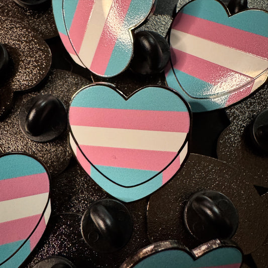 Trans Pride Candy Heart Hard Enamel Pin