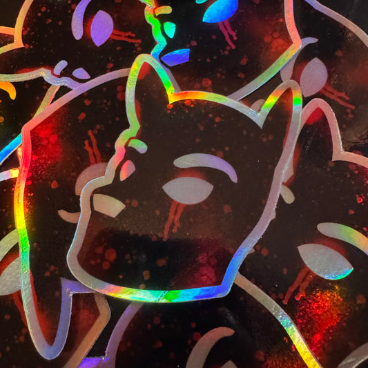 Horror Splatter Pup Hood Holographic Sticker