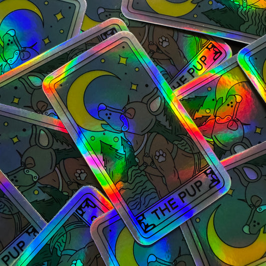 “The Pup” Tarot Card (NIght Tone) Sticker (Holographic)