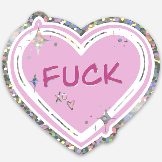 Fuck Heart Sticker (Glitter)