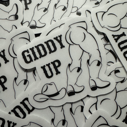 Giddy Up Sticker (Clear Vinyl)