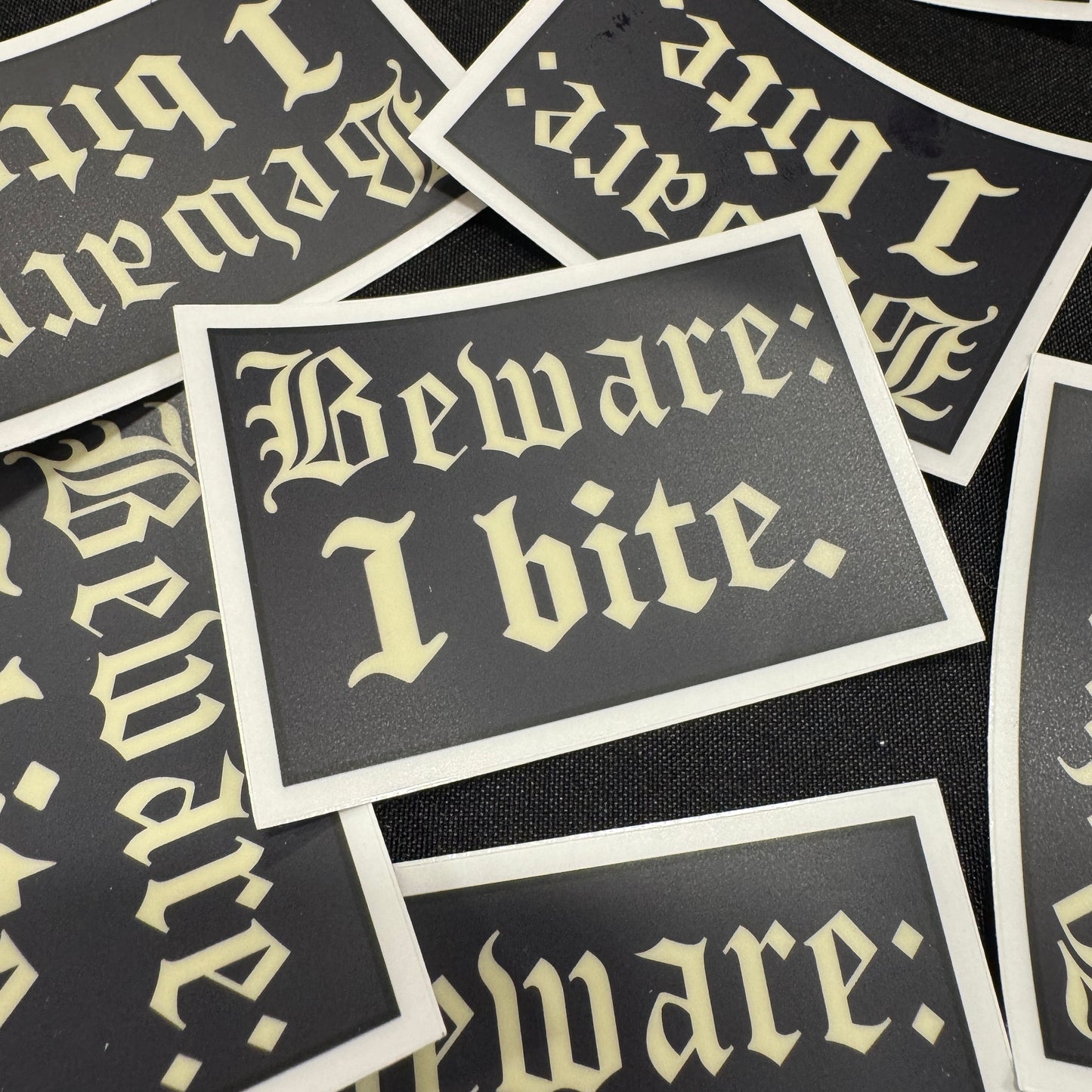 Beware I Bite (Clear Sticker)