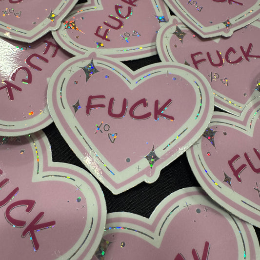 Fuck Heart Sticker (Glitter)