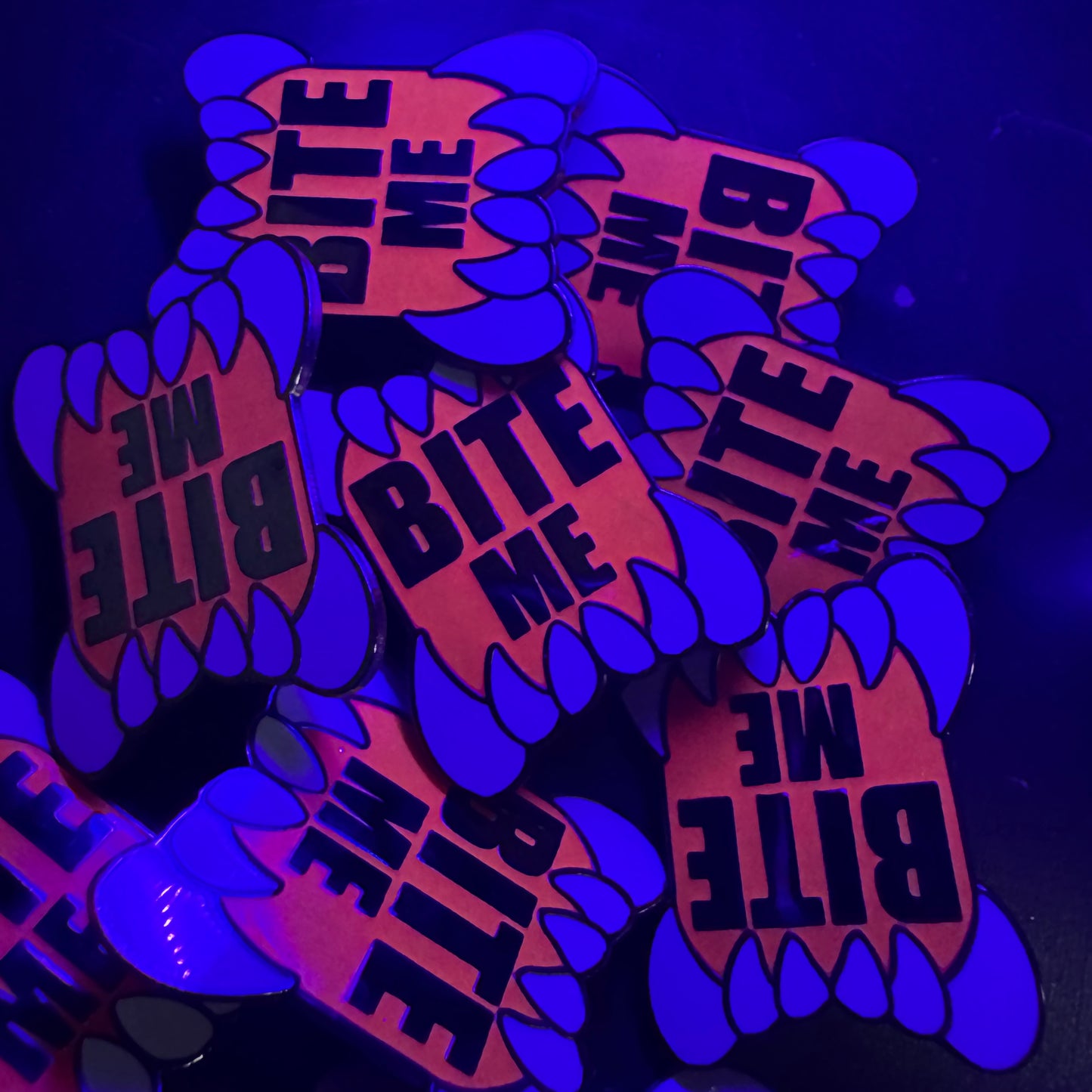 Bite Me Hard (GLOW) Enamel Pin