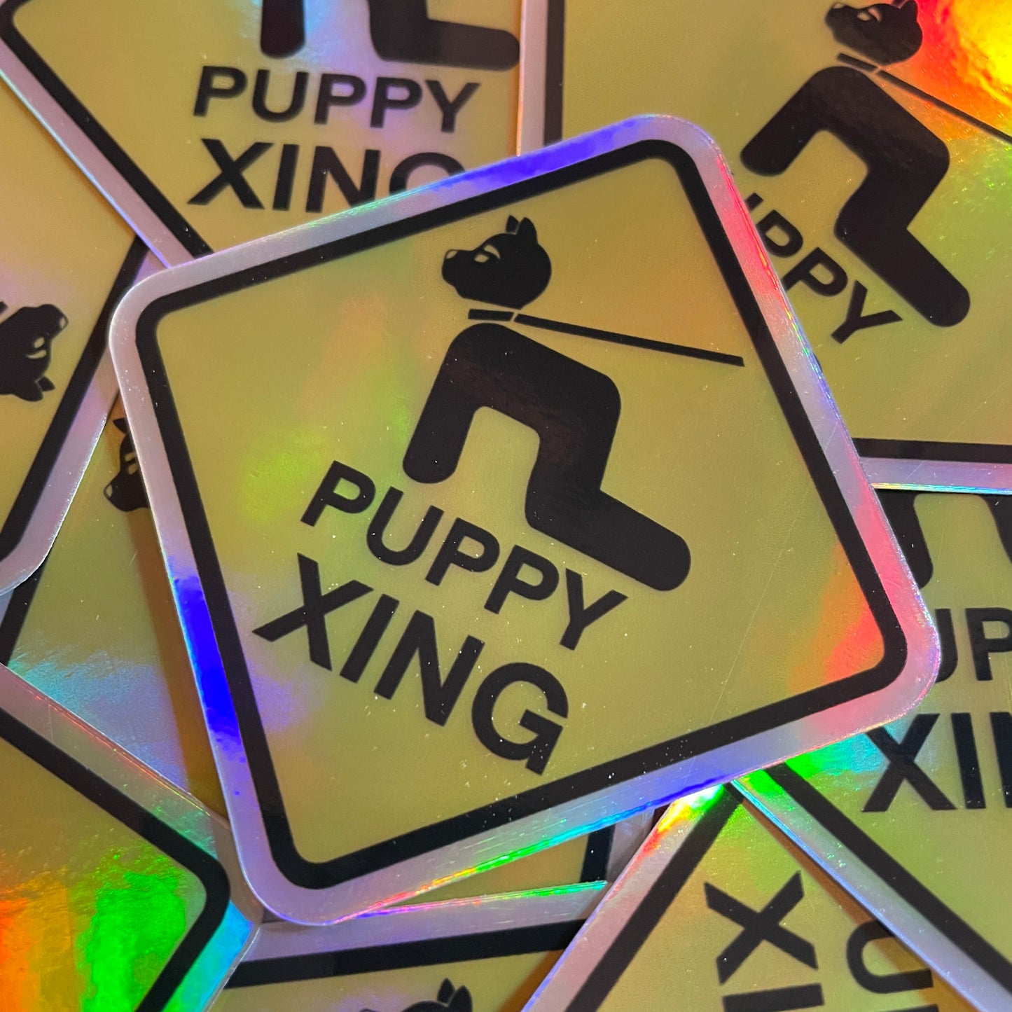 Puppy X-ing Holographic Sticker