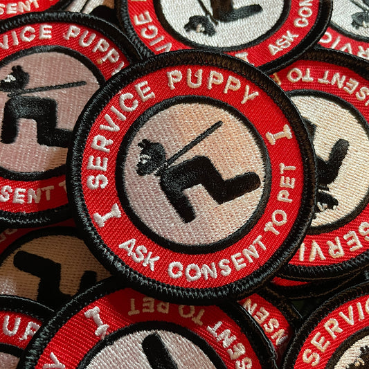 Service Puppy Iron-On Patch: Red