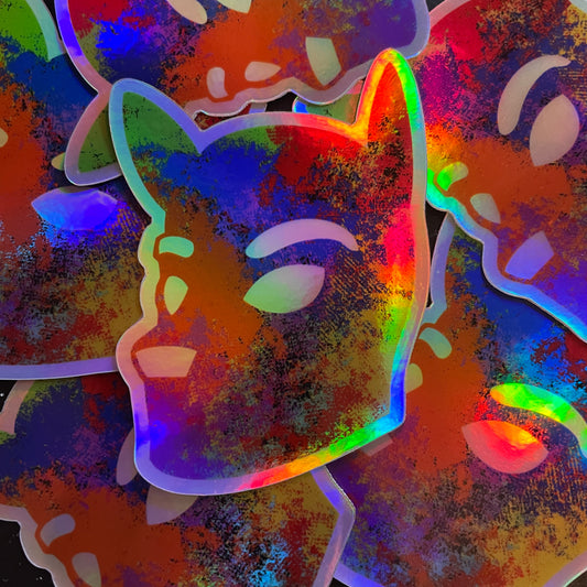 Rainbow Splatter Pup Hood Holographic Sticker