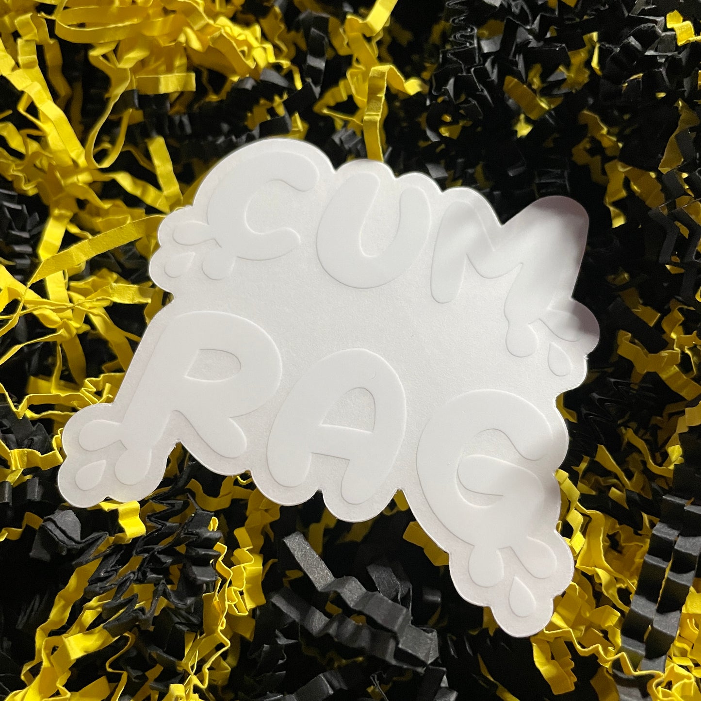 CUM RAG (White) Clear Sticker – BONEAFIDE.STORE